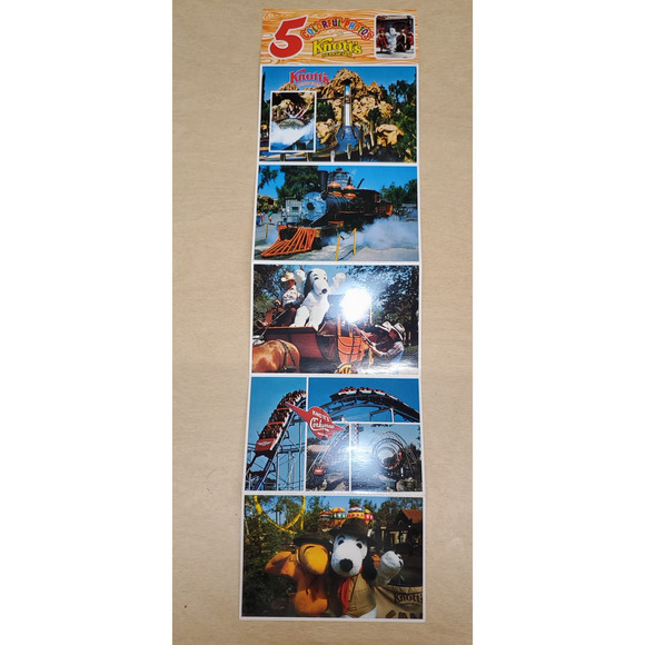 Vintage Knott's Berry Farm Souvenir Photo Postcard Booklet Theme Park 5 Cards - Picture 1 of 10